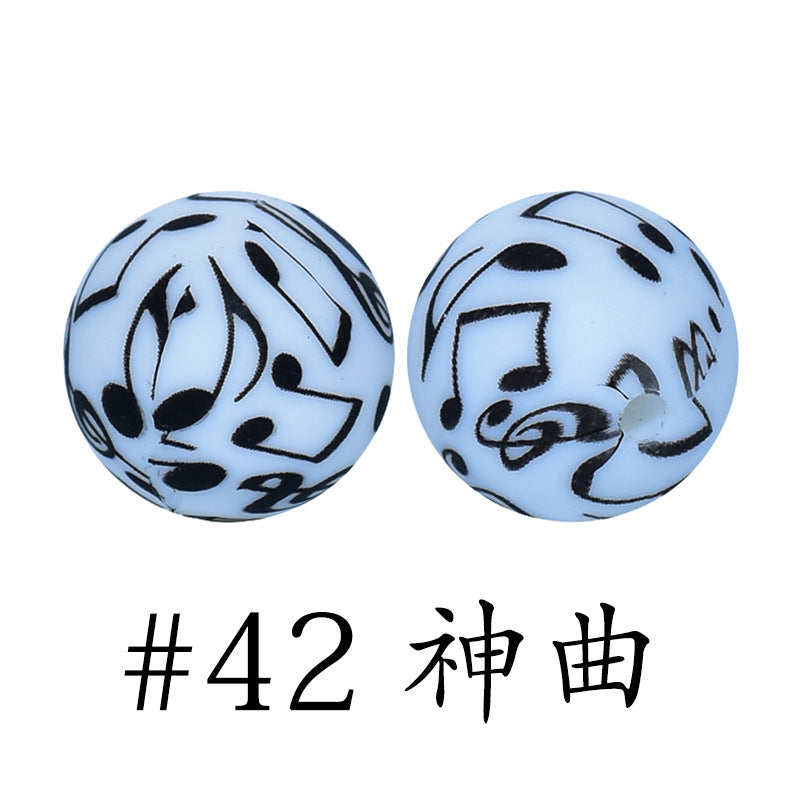 Wholesale 50pcs 16mm Print Silicone Beads Colorful Silicone Water Transfer Beads